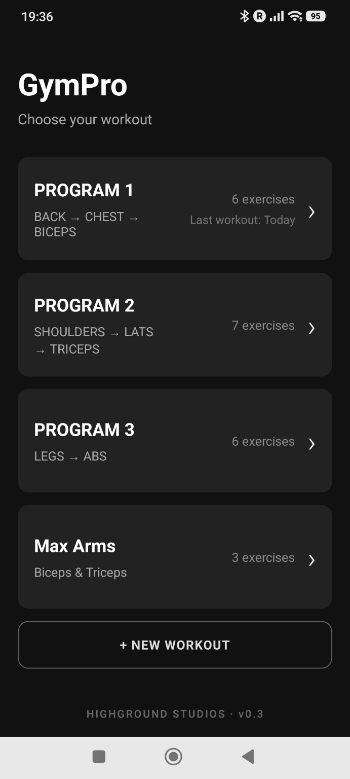 GymPro workout dashboard