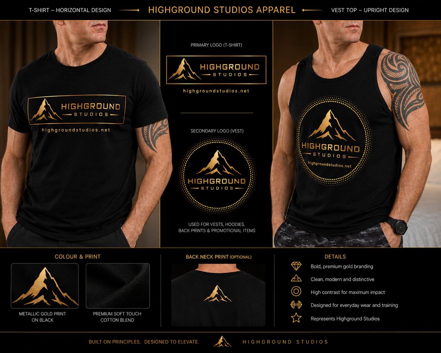 Highground Studios T-shirt and vest top concepts